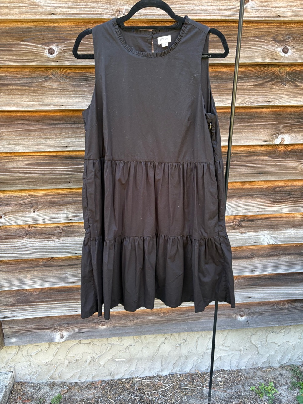 J. Crew Factory Black Sleeveless Tiered Mini Dress with Ruffle Trim
